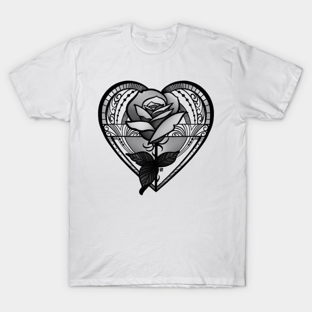 Rose and heart T-Shirt by Jhooray